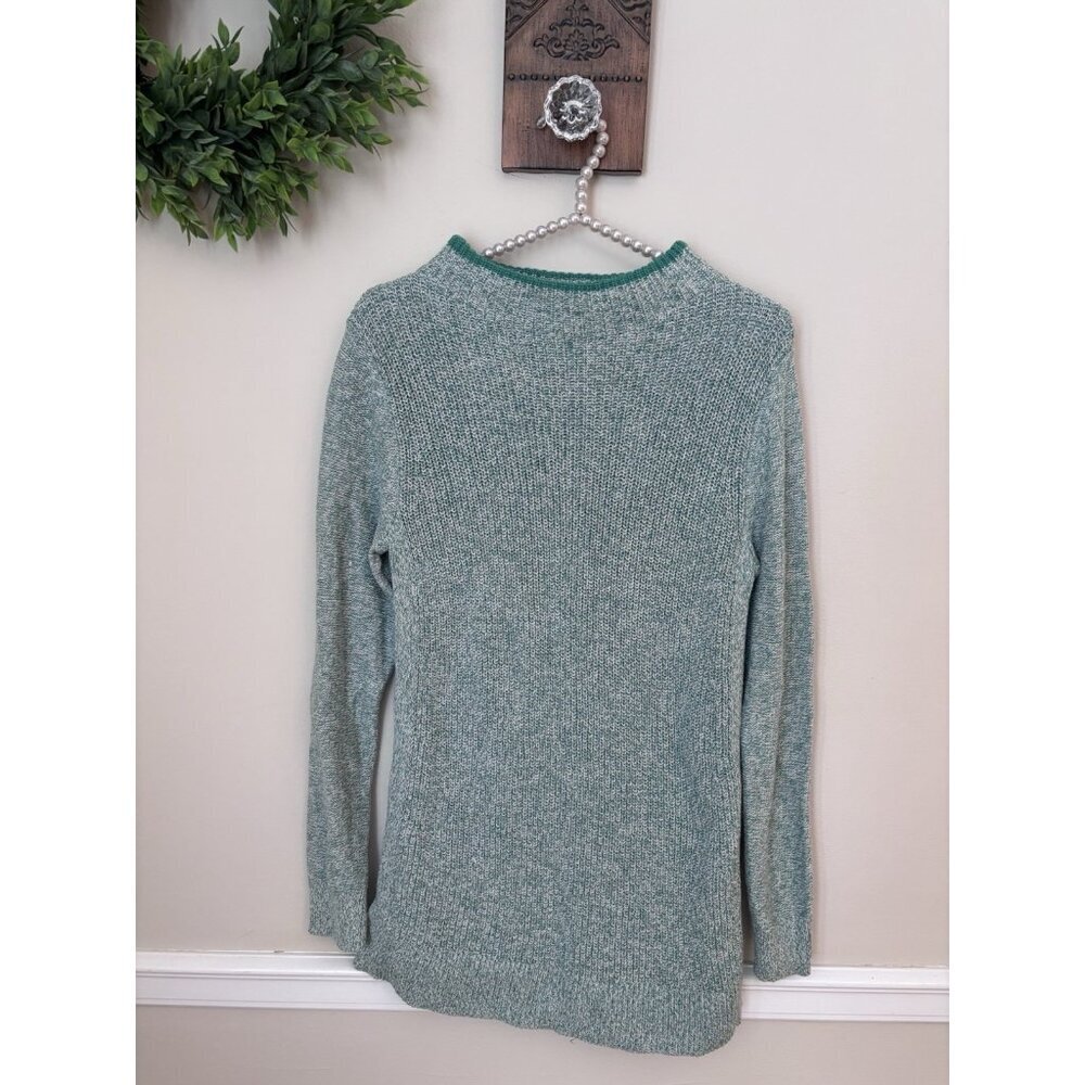 NWT LOFT Womens Size Small Green Sweater Tunic Long Sleeve Mock Neck Cotton